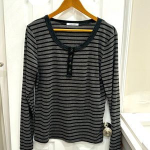 Size large C brand grey and black striped Henley new without tags